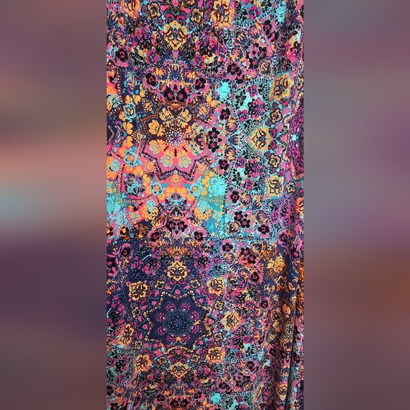 EUC Artisan NY Mandala Geometric Design Long Maxi Skirt Turquoise Blue Pink M - Picture 4 of 6